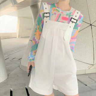 Long-sleeve Print T-shirt / Plain Jumper Shorts