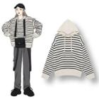 Hooded Striped Sweater As Shown In Figure - One Size