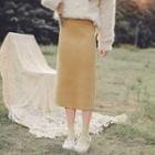 Plain Midi Straight-fit Knit Skirt