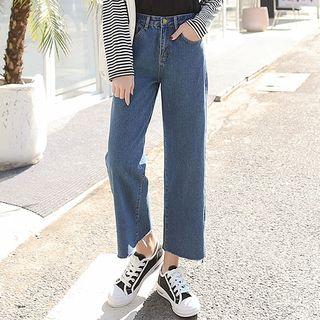 Slit Wide-leg Cropped Jeans