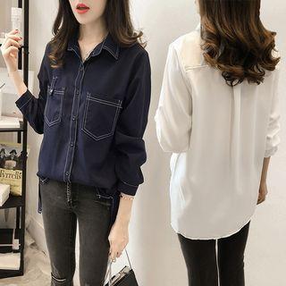 Pocket Detail Contrast Trim Shirt