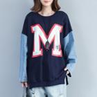 Lettering Pullover Navy Blue - One Size