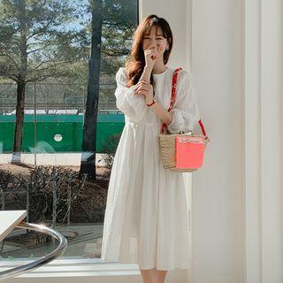 Embossed Tie-waist A-line Dress