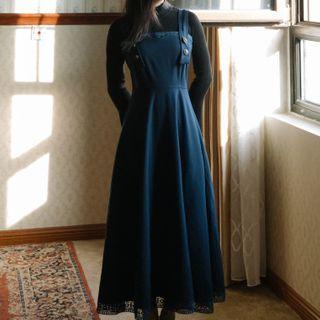 Set: Mock-turtleneck Long-sleeve T-shirt + Midi Jumper Dress