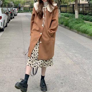 Long-sleeve Peter Pan Collar Woolen Coat