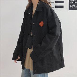 Applique Long-sleeve Plain Jacket