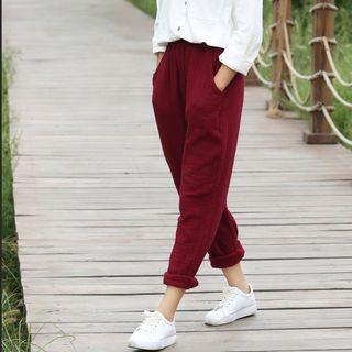 Band Waist Straight-cut Pants