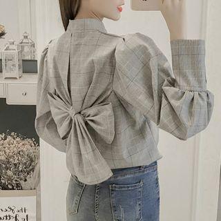 Bow-back Plaid Shirt