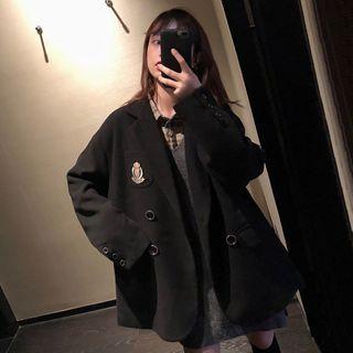 Double-breasted Badge Embroidered Blazer