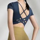 Open Back Sports Short-sleeve Crop Top