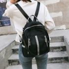 Nylon Zipper Detail Backpack Black - One Size