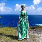 Printed Long-sleeve Maxi Dress Green - One Size