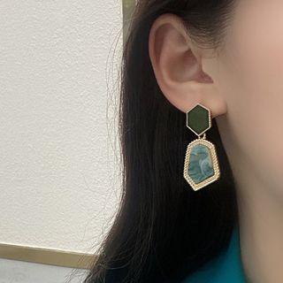 Asymmetric Ear Stud 1 Pair - Earring - Green - One Size