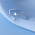 Star Rhinestone Sterling Silver Open Ring Silver - One Size