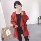 Drawstring Embroidered Coat