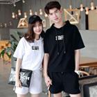Couple Matching Set: Short-sleeve Hooded T-shirt + Shorts
