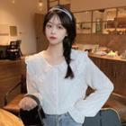 Bell-sleeve Collar Blouse White - One Size