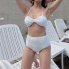 Set: Crinkled Bikini + Mesh Cover Up