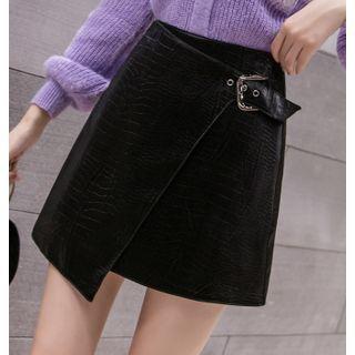 Asymmetrical Plain Mini Skirt