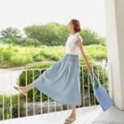 Band-waist Pocket-detail Denim Flare Skirt