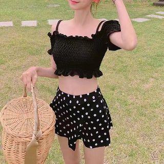 Set: Cropped Swim Top + Dotted Bottom