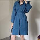 Belt-waist Long Shirt