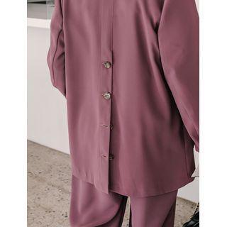 Plus Size Button-back Loose-fit Blazer