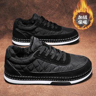 Fleece-lined Quilted Lace-up Sneakers