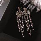 Faux Pearl Earring Dream Catcher - Gold - One Size