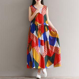 Patterned Sleeveless A-line Maxi Dress