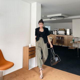 Asymmetric Wide-leg Pants With Belt