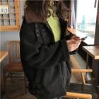 Fleece Zipped Jacket Black - One Size