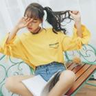Ruffle Long-sleeve Printed T-shirt