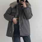 Furry-trim Hooded Padded Jacket/ Parka