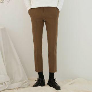 Band-waist Slim Straight-cut Pants