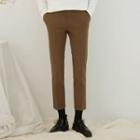 Band-waist Slim Straight-cut Pants