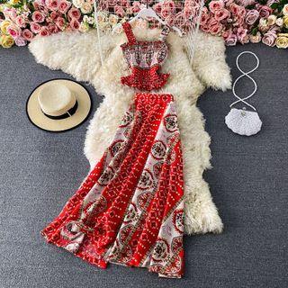 Set: Paisley Print Camisole + Maxi Skirt