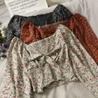 Deep V-neck Floral Crop Top In 5 Colors