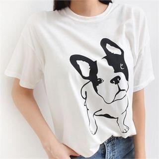 Short-sleeve Bulldog Print T-shirt