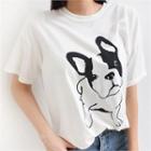 Short-sleeve Bulldog Print T-shirt