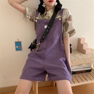 Print Short-sleeve Shirt / Plain Jumper Shorts