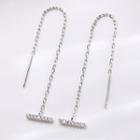 925 Sterling Silver Rhinestone Bar Dangle Earring 925 Sterling Silver - 1 Pair - As Shown In Figure - One Size