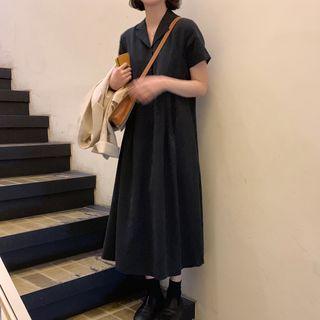 Plain Blazer / Short-sleeve A-line Midi Dress