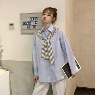Long Sleeve Shirt With Striped Scarf
