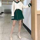 V-neck Sweater / Mini Skirt
