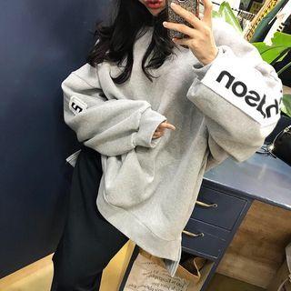 Oversize Applique Letter Printed Sweatshirt