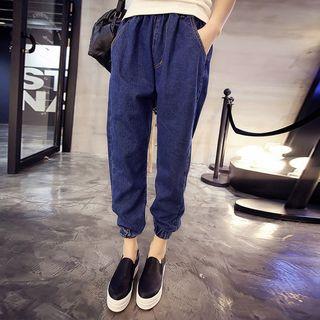 Elastic Waist Fleece Lined Harem Jeans