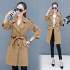 Double-breasted Faux Suede Trench Coat