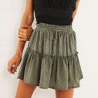 Floral Print Ruffled Mini A-line Skirt