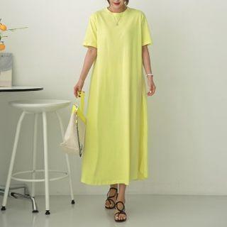 Plain A-line Maxi T-shirt Dress